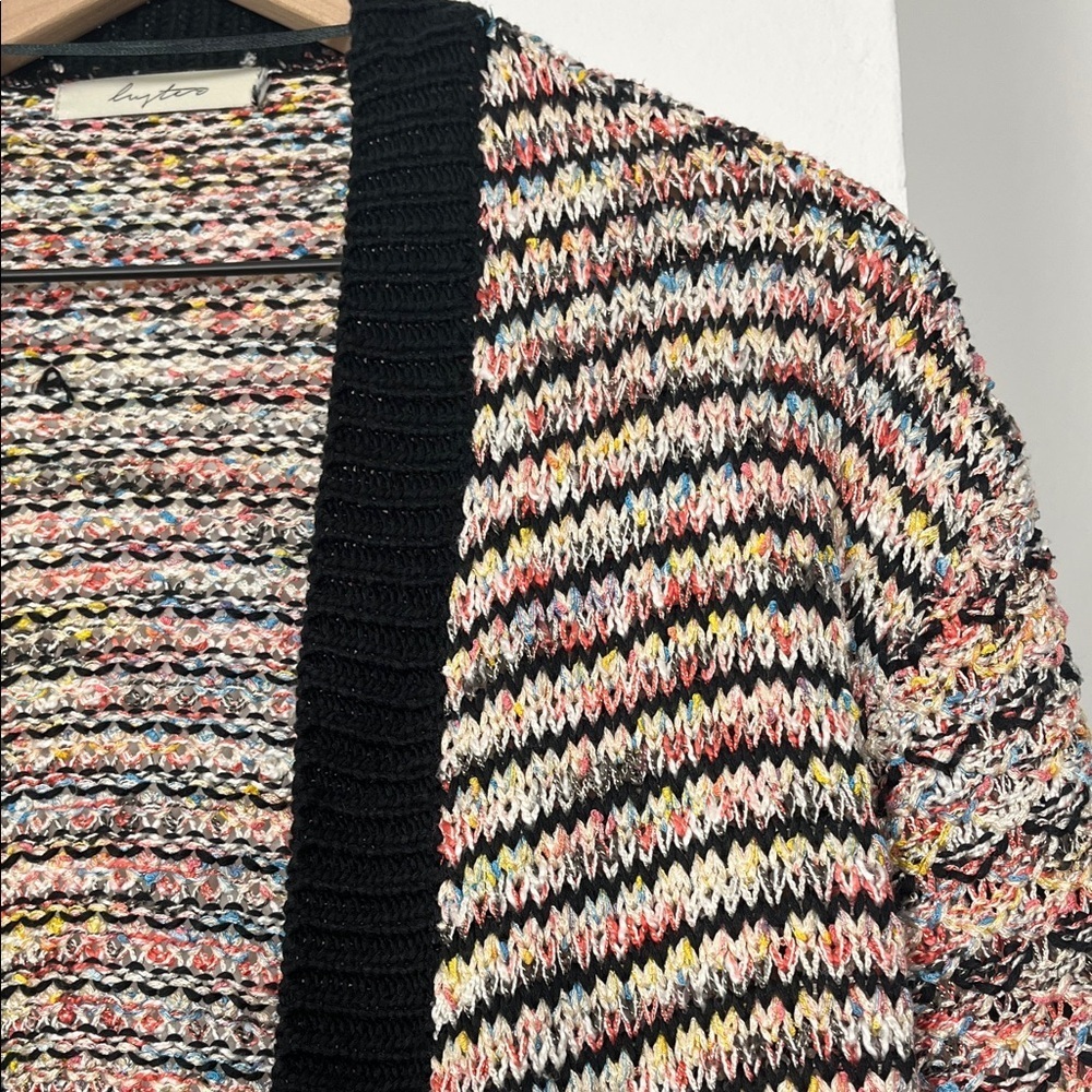 Black Multicolor Knit Fringe Cardigan - Picture 4 of 7